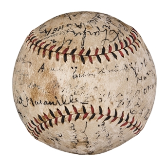 1932 Chicago Cubs & Boston Braves Multi-Signed ONL Baseball With Maranville and  Satchel Paige - 32 Signatures Total (JSA)